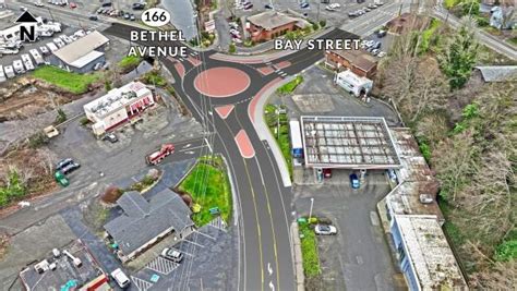 Traffic delays in downtown Port Orchard due to roundabout work.